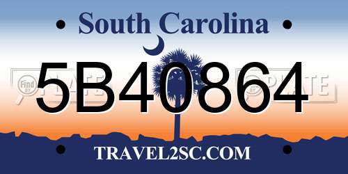 5B40864 South Carolina License Plate