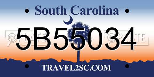 5B55034 South Carolina License Plate