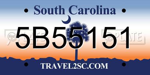 5B55151 South Carolina License Plate