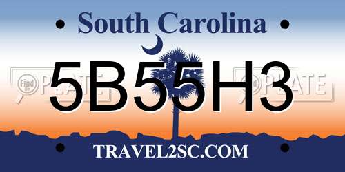 5B55H3 South Carolina License Plate