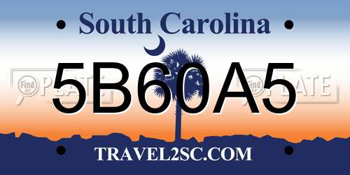 5B60A5 South Carolina License Plate