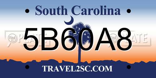 5B60A8 South Carolina License Plate