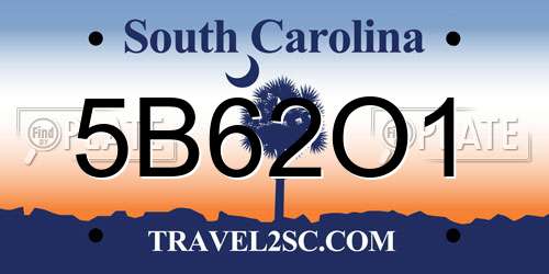 5B62O1 South Carolina License Plate