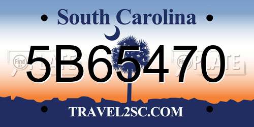 5B65470 South Carolina License Plate