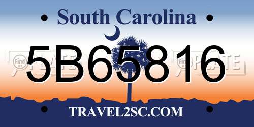 5B65816 South Carolina License Plate