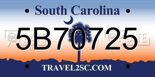 5B70725 South Carolina License Plate