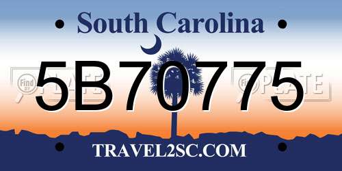 5B70775 South Carolina License Plate