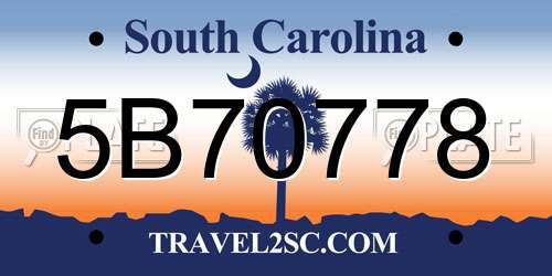 5B70778 South Carolina License Plate