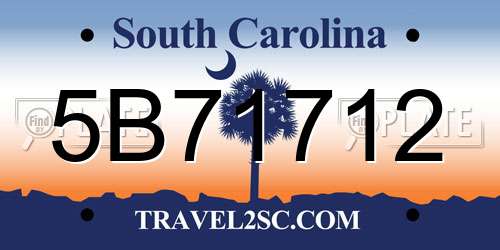 5B71712 South Carolina License Plate