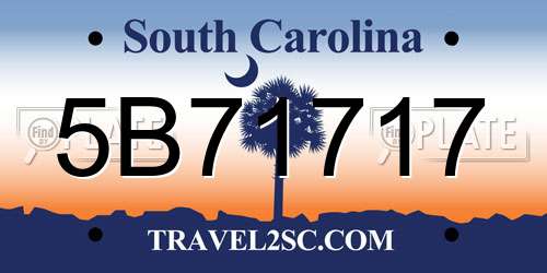 5B71717 South Carolina License Plate
