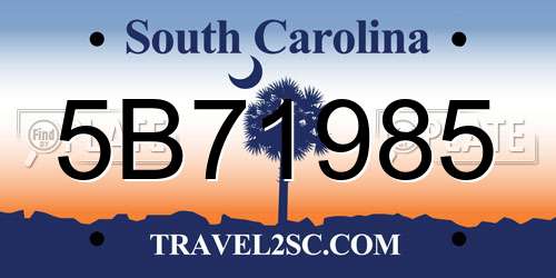 5B71985 South Carolina License Plate