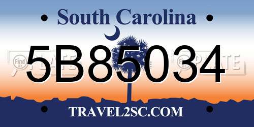5B85034 South Carolina License Plate