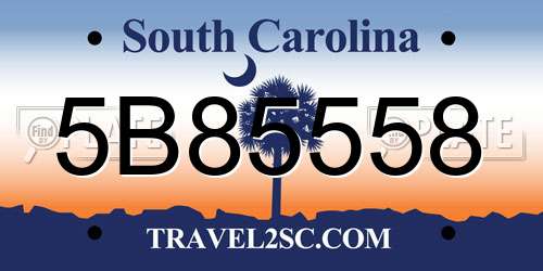 5B85558 South Carolina License Plate