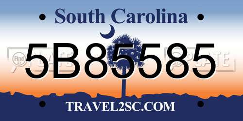 5B85585 South Carolina License Plate