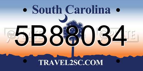 5B88034 South Carolina License Plate