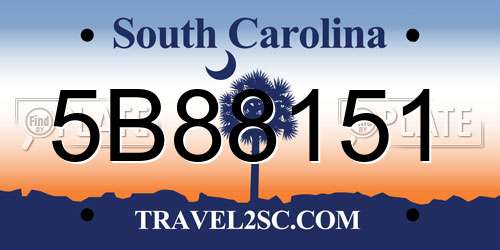 5B88151 South Carolina License Plate