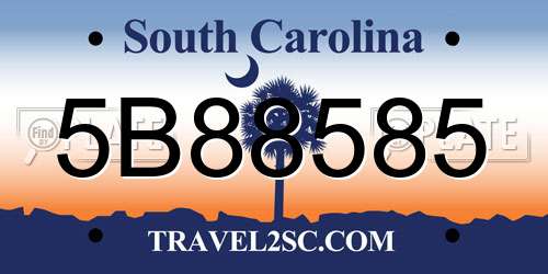 5B88585 South Carolina License Plate