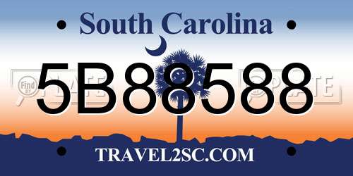 5B88588 South Carolina License Plate