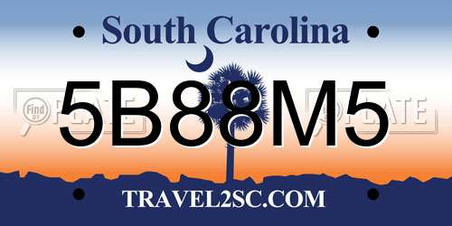 5B88M5 South Carolina License Plate