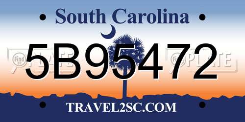 5B95472 South Carolina License Plate