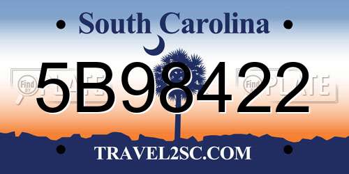 5B98422 South Carolina License Plate