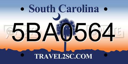 5BA0564 South Carolina License Plate