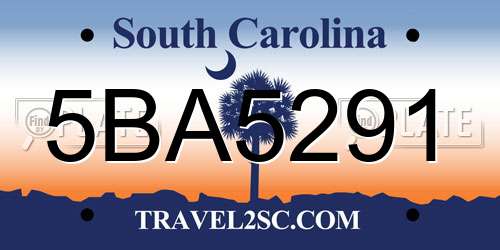 5BA5291 South Carolina License Plate