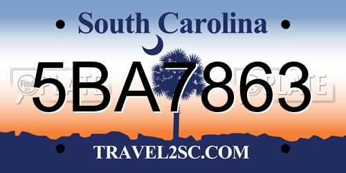5BA7863 South Carolina License Plate