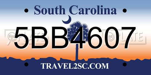 5BB4607 South Carolina License Plate