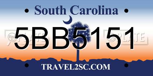 5BB5151 South Carolina License Plate