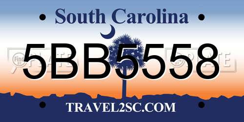 5BB5558 South Carolina License Plate