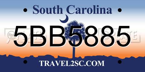 5BB5885 South Carolina License Plate