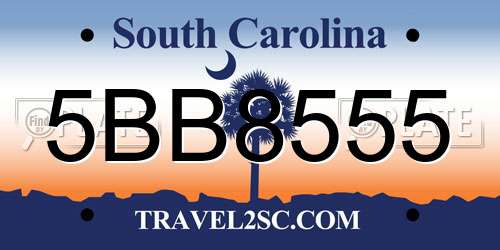 5BB8555 South Carolina License Plate