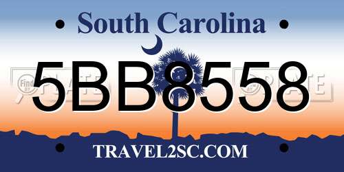 5BB8558 South Carolina License Plate