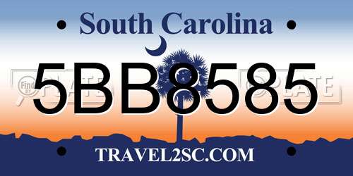 5BB8585 South Carolina License Plate