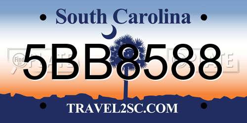 5BB8588 South Carolina License Plate