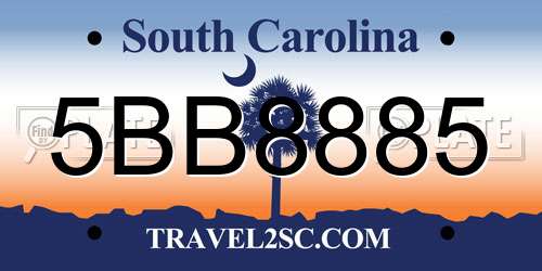 5BB8885 South Carolina License Plate