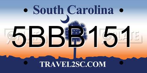 5BBB151 South Carolina License Plate