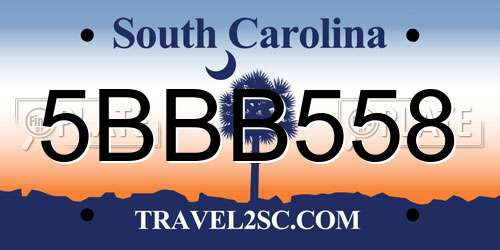 5BBB558 South Carolina License Plate