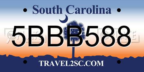 5BBB588 South Carolina License Plate