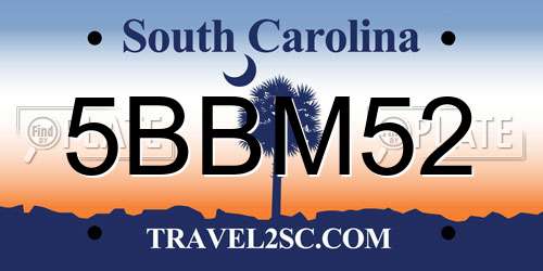 5BBM52 South Carolina License Plate