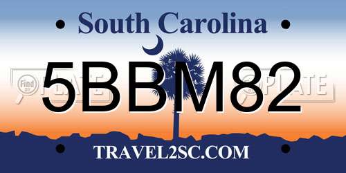 5BBM82 South Carolina License Plate