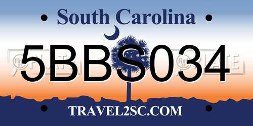 5BBS034 South Carolina License Plate