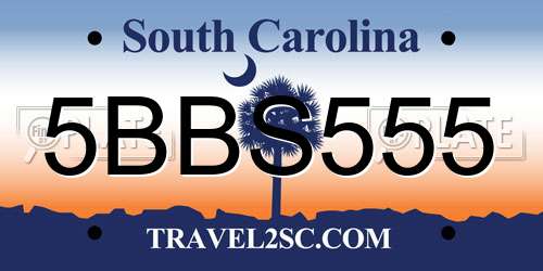 5BBS555 South Carolina License Plate