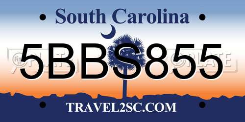 5BBS855 South Carolina License Plate