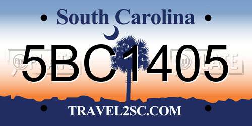 5BC1405 South Carolina License Plate