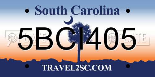 5BCI405 South Carolina License Plate