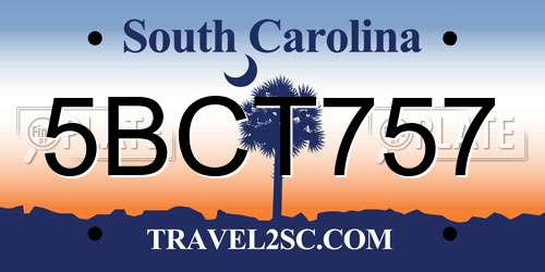 5BCT757 South Carolina License Plate