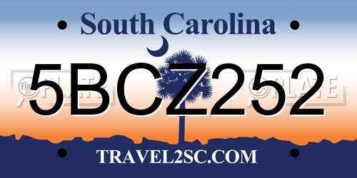 5BCZ252 South Carolina License Plate