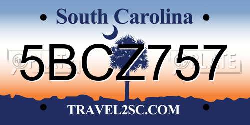 5BCZ757 South Carolina License Plate